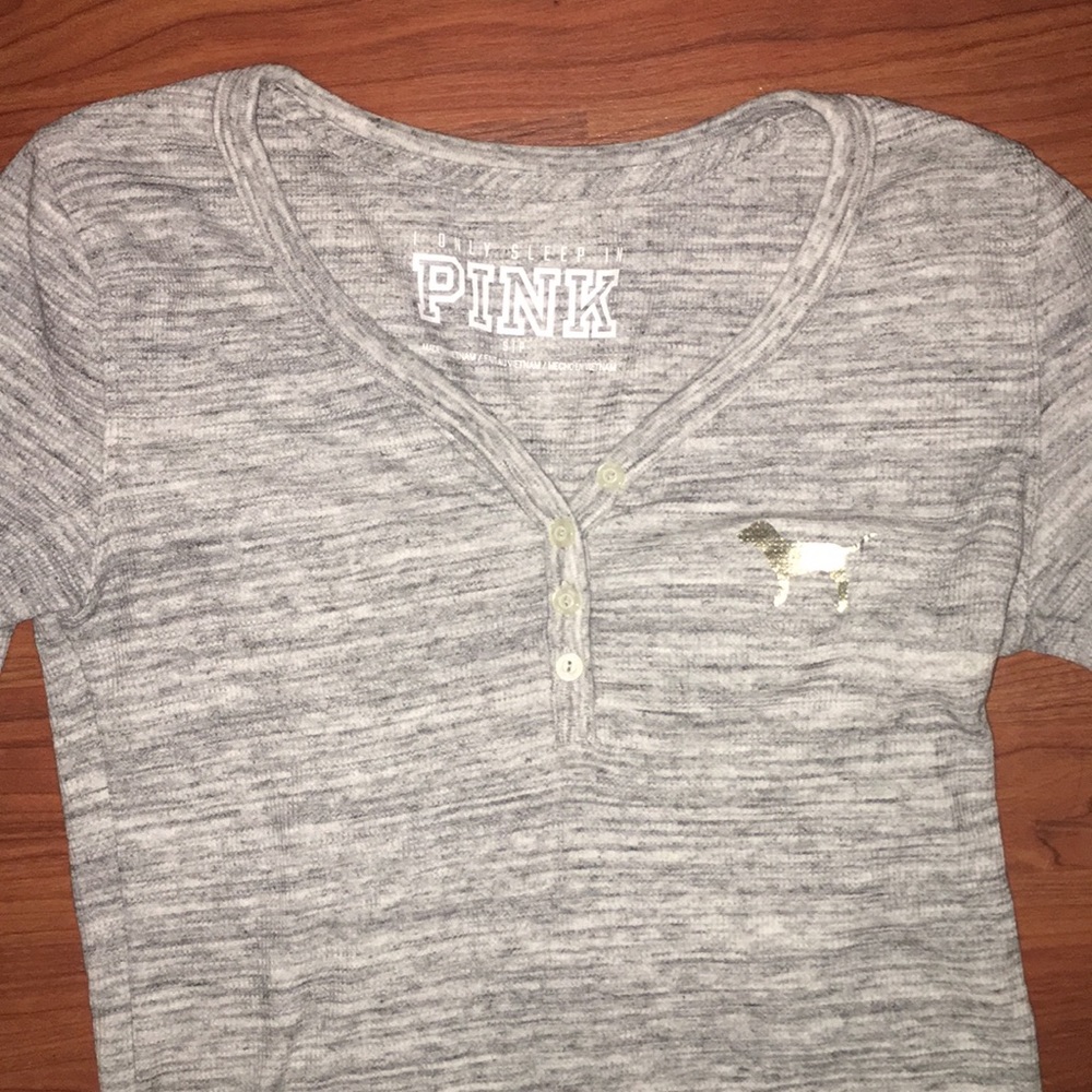 PINK brand, grey, long-sleeve shirt